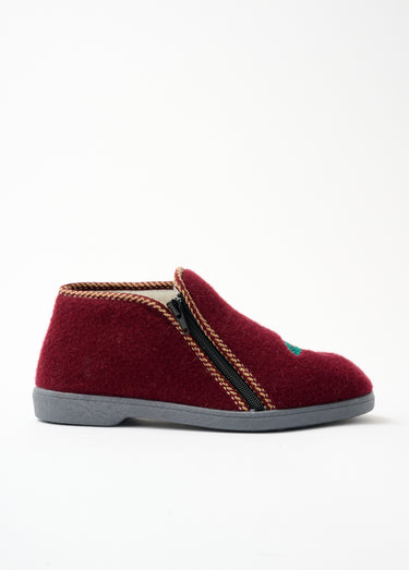 Chaussons montants grande largeur brodés Bordeaux