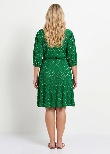 Robe courte cache-coeur imprimé pois Vert/Blanc