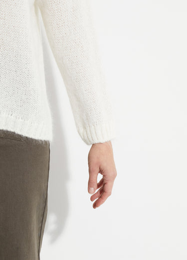 Pull chaud col V en maille avec mohair Ecru