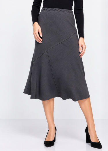 Jupe longue évasée tissu extensible Gris