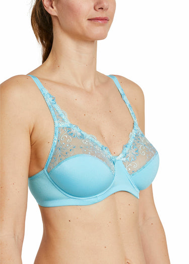 Soutien-gorge avec armatures tulle brodé Bleu Lagon