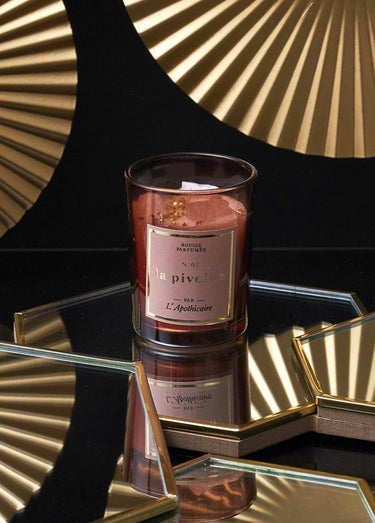 Bougie parfumée avec pierres, 6,5cm Pivoine