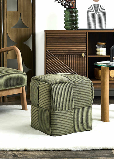Pouf tressé en velours cotelé 1B Vert