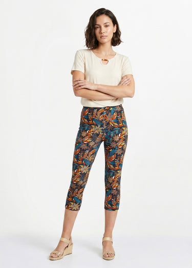 Legging court coton taille élastiquée Imp Fond Noir