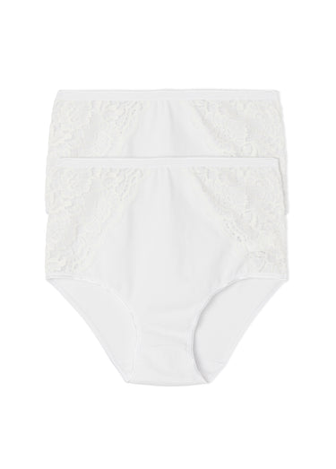 Culottes taille haute dentelle - lot de 2 Blanc Lot 2