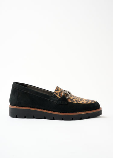 Mocassins grande largeur cuir chaîne à maillons Leopard