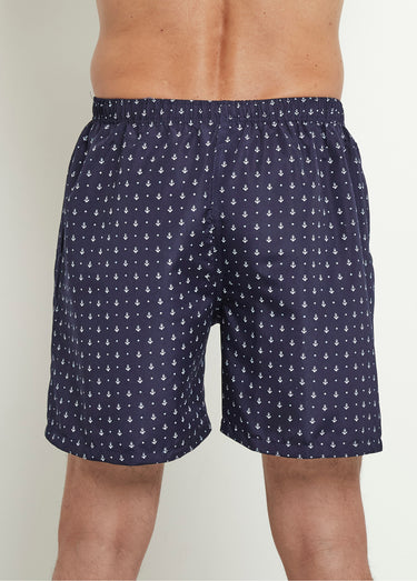 Caleçon de bain micro motif ancres Marine