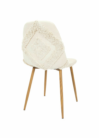 Chaises bouclette avec dossier losanges Beige/Marron