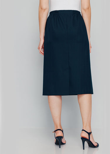 Jupe droite longue gabardine Marine