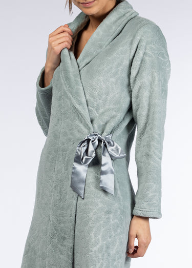 Peignoir manches longues en sherpa motif Vert