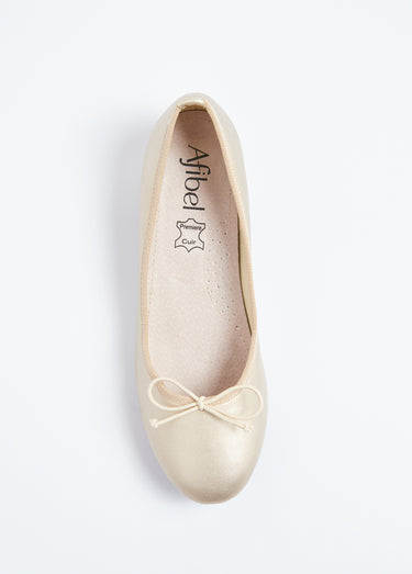 Ballerines petit talon largeur confort Dore
