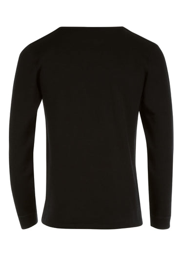 T-shirt thermique chaud avec laine, col rond Noir