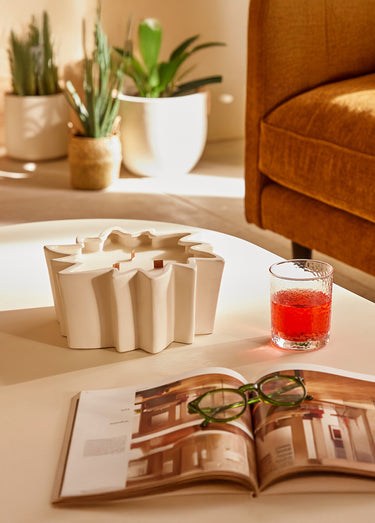 Bougie parfumée 3 mèches, étoile céramique Blanc