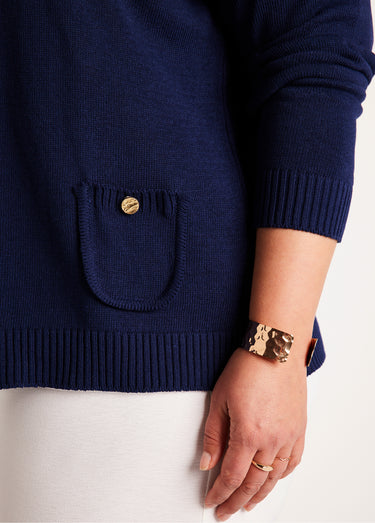 Gilet cardigan court boutonné Marine