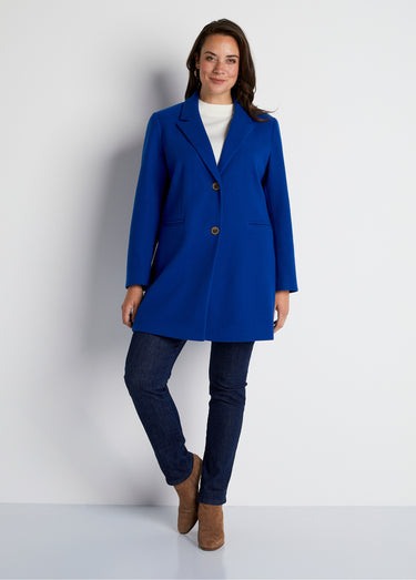 Manteau col tailleur aspect lainage Bleu Dur