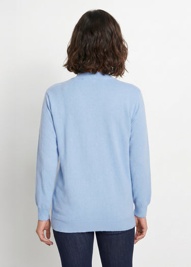 Pull chaud col montant avec laine et angora Bleu