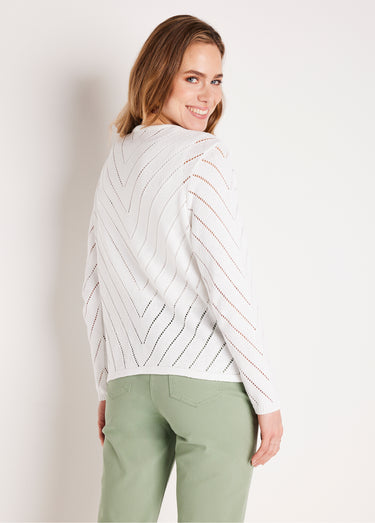 Gilet boléro fin ajouré coton Blanc