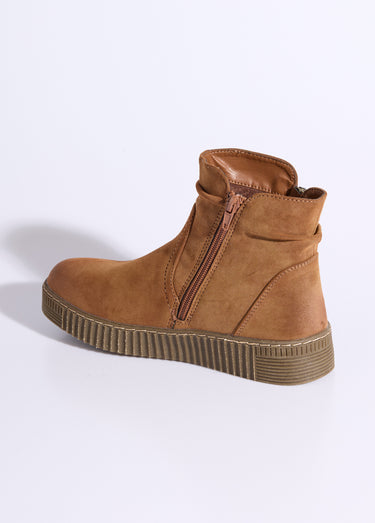 Boots suédées avec semelle compensée Camel