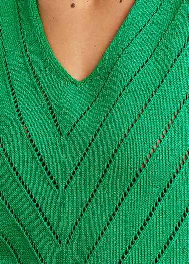 Pull débardeur fin ajouré coton Vert