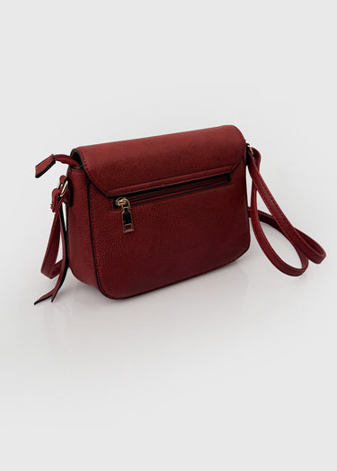 Sac à main compact rabat pressionné Bordeaux