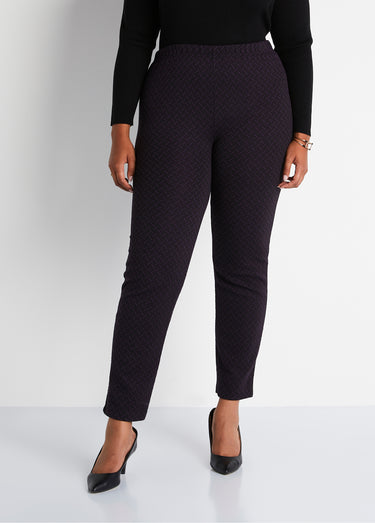 Legging droit ceinture élastiquée avec laine Prune/Noir