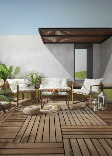 Salon de jardin déperlant 4 pièces métal Beige
