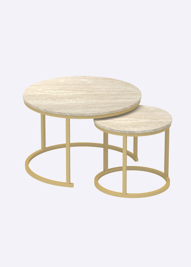 LENNY Tables basses effet travertin Bois Clair
