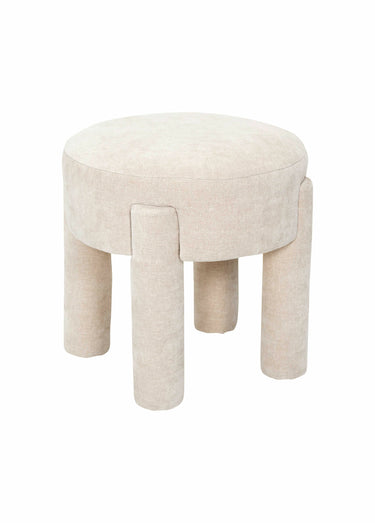 Tabouret en maille chenille et bois 1B Beige