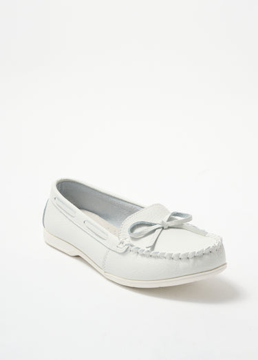 Mocassin bicolore en cuir esprit bateau Blanc