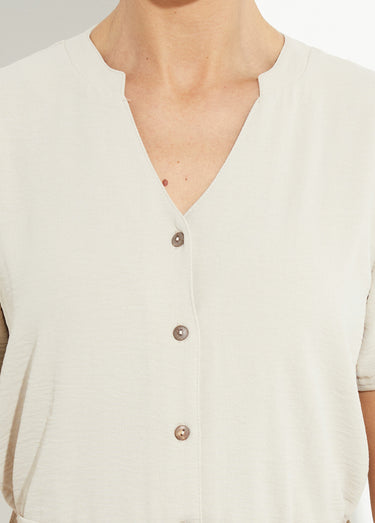 Robe chemisier en crêpe, style ethnique Beige