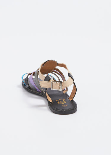 Sandales spartiates brides multicolores Noir