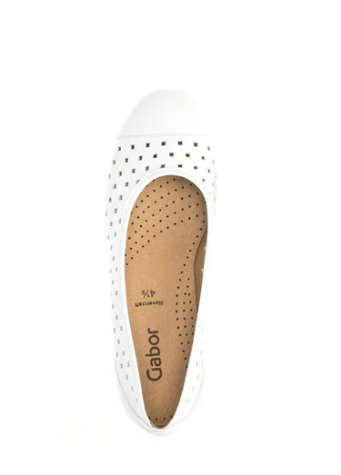 Ballerines cuir ajouré, antidérapantes Blanc