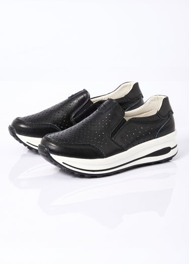 Baskets perforées compensées sportswear Noir