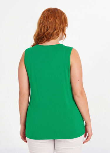 Débardeur col V ajouré brodé Vert