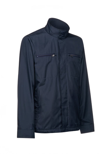 Veste col montant poches poitrine zippées Bleu Marine
