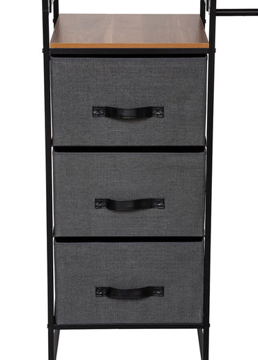 Penderie modulable métal + 3 paniers Noir gris bois