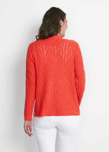 Gilet court boutonné ajouré Orange