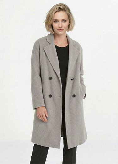 Manteau double boutonnage col tailleur Gris