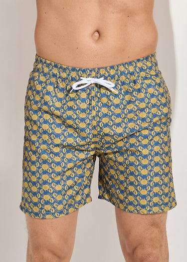 Short de bain imprimé fantaisie crabe Imprimé moutarde