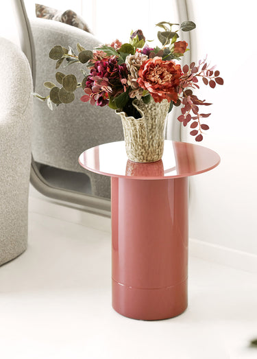 Table d'appoint effet laqué FLORENS Rose