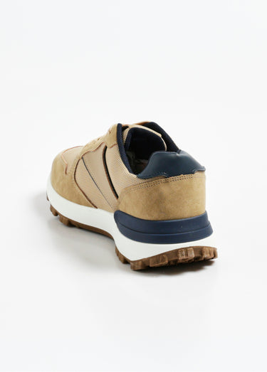 Baskets casual bimatière à lacets Beige