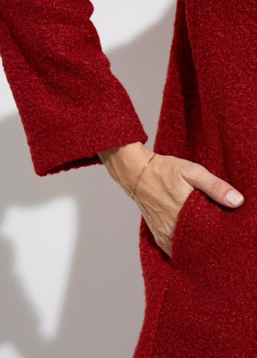 Caban long uni façon laine bouclée Brique