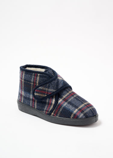 Chaussons montants grande largeur fourrés mixtes Marine