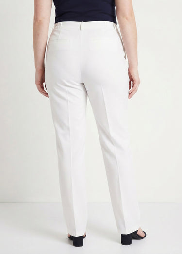 Pantalon droit uni taille semi élastiquée Blanc