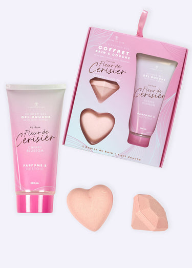 Coffret bain 3 pièces Fleur de cerisier Rose