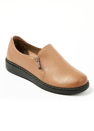 Derbies loafers confortables avec zip Taupe