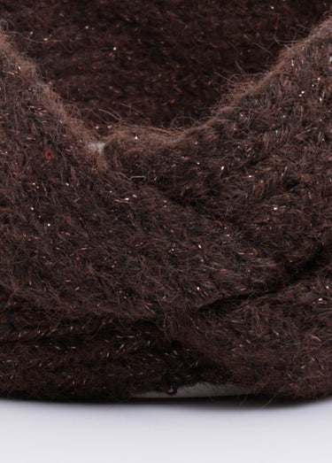 Bandeau chaud maille brillante à sequins Marron