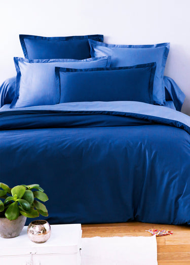 Drap housse pur coton uni, Relax Bleu denim
