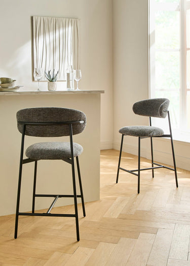 DRACO Tabourets hauts dossier tissu 1G Gris