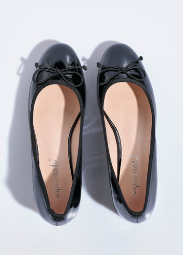 Escarpins ballerines à talon vernies chic Vernis Noir